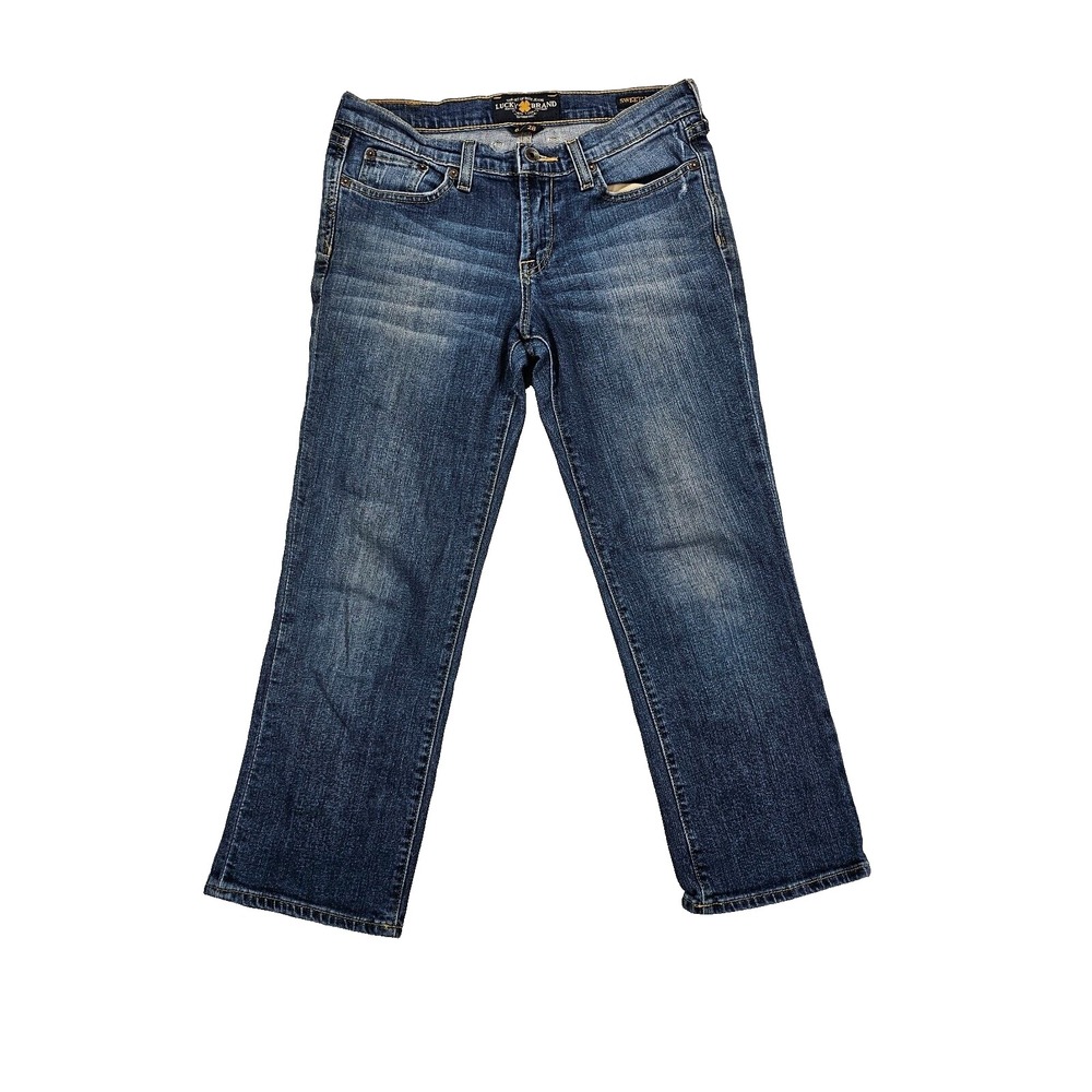 Lucky Brand Sweet 'N Low Womens Sz 6/28 Blue Denim Straight‎ Crop Jeans 7W11072